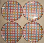 Set Of 4 Spritz 10" Melamine Dinner Plates Easter Spring Pastel Plaid Gingham New. Price: $29.99.