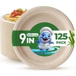 9 Inch Compostable Plates 125 Pack - Heavy Duty Brown Paper Pla... New. Price: $36.34.