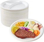 Ecolipak 150 Pack Compostable 3 Compartment PLATES-10 Inch Heavy-duty Disposable Open. Price: $29.99.