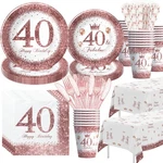 Xigejob 40TH Birthday Decorations Women Tableware, Rose Gold And New. Price: $26.84.
