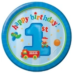 Fun One Boy Blue Cute Kids First 1ST Birthday Party 9" Paper Dinner Plates New. Price: $10.99.