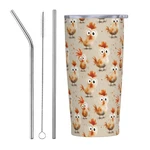 Lyemvhe Chicken Tumbler With Lid And Straw 20OZ Insulated 676.3 Ounces, Beige New. Price: $28.32.