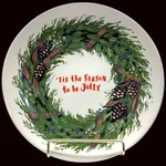 8" Holiday Plate Creative Co-op Ceramic By Angela Staehling Christmas Decor Used. Price: $13.00.