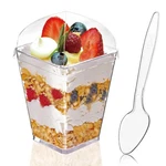 Hiasobre 50PACK 5OZ Clear Plastic Dessert Cups With Lids And Normal, New. Price: $22.16.