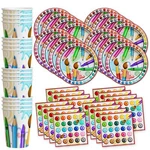 Artist Painting Birthday Party Supplies Set Plates Napkins Cups Tableware New. Price: $27.34.