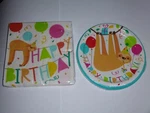 Sloth Happy Birthday Plates & Napkins Set - Party Supplies Brand New. Price: $12.50.