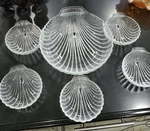 Vintage Anchor Hocking Crystal Glass 6 Piece Salad Bowl Set Shell Shape New. Price: $53.00.