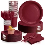 Cenlbj Burgundy Plates And Napkins Party Supplies, Include 9 Disposable New. Price: $49.68.