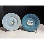 Eddie Bauer Snowman Salad Plates Set Of 2 Blue Ceramic Christmas Holiday Decor Used. Price: $16.00.