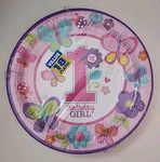 1ST Birthday Girl Party Dinner 18 Plates Butterflies Floral 10.5" Pink Amscan New. Price: $6.85.