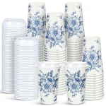 96 Pcs Winter Blue And White Flower Disposable Coffee Cups With Lids 16 Oz Ch... New. Price: $45.39.