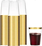 Munfix 100 Gold Plastic Cups 12 Oz Clear Tumblers Rimmed New. Price: $38.20.