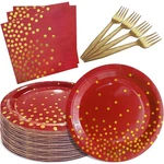 35 Guests Red And Gold Party Supplies 7 Inch Paper Plates Napkins Birthday New. Price: $26.28.
