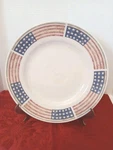 Gibson Everyday American Flag Dinner Plate 11" Red White Blue Stars Stripes Used. Price: $8.49.