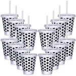 Ziliny 12 Pcs Soccer Party Cups With Straws And Lids 16 Ounces, White, Black New. Price: $28.04.