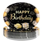Black And Gold Birthday Oval Paper Plates 10X12 Inch Heavy Duty Happy 50 Pcs New. Price: $34.72.
