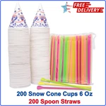 200 Snow Cone Cups 6 Oz And Spoon STRAWS,4 Color Paper 8" Vending Carts New. Price: $27.44.