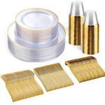 Sut 150 Pcs Gold Plastic Plates Disposable Clear Dinnerware Set With Cups New. Price: $64.58.
