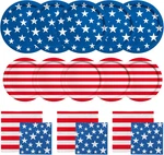 American Flag Patriotic Party Supplies Disposable Dinner Paper Plates Dessert New. Price: $32.99.