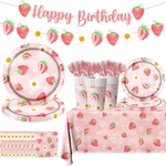 Strawberry Party Decorations - Themed Birthday Tableware Disposable New. Price: $25.16.