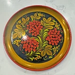 Kaya Khokhloma Russian Painted Lacquer Plate 6 Beautiful Berries And Leaf Used. Price: $15.00.
