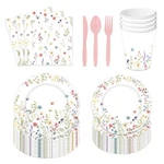 Wildflower Party Plates And Napkins Spring Summer Floral Baby Shower Birthday... New. Price: $31.04.
