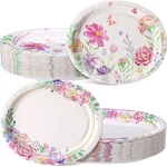 100 Pcs Spring Floral Oval Paper Plates, 10" X 12" Disposable Dinner Serving ... New. Price: $45.25.