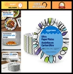 10-INCH Disposable Paper Plates 100 Count, Ultra Strong & Lightweight, Party New. Price: $21.59.