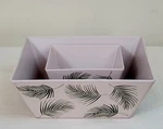Set Of 2 Melamine Palm Leaf Square Light Weight Serving Or Snack Bowls 10" & 6" Used. Price: $27.98.