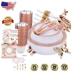 High-glossy Rose Gold Party Plates 350 Pcs Bpa-free Disposable Dinnerware Set New. Price: $87.96.