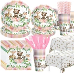 Apowbls Woodland Baby Shower Decorations Girl Tableware - Creatures Animal Theme New. Price: $28.92.