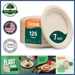 125 Count Eco-friendly Paper Plates, 7 Inch Round Biodegradable Dessertware New. Price: $33.72.