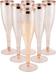 Disposable Champagne FLUTES,6PC Rose Gold Glitter With Rim Plastic New. Price: $14.10.