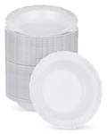 100 Pack White Plastic Bowls With Silver Rim, 12OZ Salad Bowl, Dispos... New. Price: $52.15.