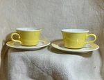 Mcm Set Cheery Happy Yellow Ironstone Coffee Tea Cups And Saucers Mid Century Used. Price: $20.99.