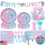 Miucat Gender Reveal Party Decorations, 146PCS Plates-serve 24, New. Price: $27.99.