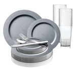Matte Steel Gray Round Disposable Plastic Dinnerware Value (60 Settings) New. Price: $173.23.