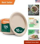 Paper Plates, 100% Compostable Heavy Duty Disposable Inch 125-PAC... New. Price: $58.99.