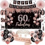 60TH Birthday Decorations For Women, 33PCS Black Rose Gold Happy Birthda... New. Price: $45.90.