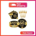 Ldfdrt 60TH 7 Inch Birthday Party Paper Plates And Napkins Forks Pcs Black Go New. Price: $12.92.