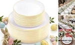 Kire Disposable Plates - White With Rim For Gold New. Price: $71.38.