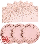 Cenlbj Pink Rose Gold Paper Plates Napkins, 200 Pcs New. Price: $44.99.