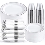 350PCS Silver Plastic Plates For Guests - Disposable Dinnerware Set, Party... New. Price: $71.90.