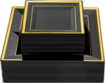 100PCS Black And Gold Square Plastic PLATES-50PCS Dinner Dessert New. Price: $71.81.
