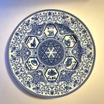 Spode Judaica Seder Passover Plate " Blue & White Early Mark C.2004 F2007 A12 Used. Price: $79.00.