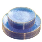 Disposable Plates 60PCS Clear Blue Gold Rim Dessert Dinner Rubtlamp Plastic New. Price: $51.99.