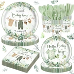 Huiyanfsy 140PCS Greenery Baby Boy Shower Decorations Tableware Set Boho New. Price: $33.23.