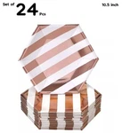 Set Of 24 Pcs, Silver Spoons Elegant Disposable Hexagon Plates 10.5" Stripe Desi New. Price: $10.75.