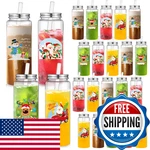 Skylety 24 Pcs Large Christmas Reusable Cups With Lids Straws 17 Oz Clear Plasti New. Price: $60.50.