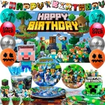 113 Minecraft Birthday Party Decorations Tableware Balloons Banner Plates Cups New. Price: $25.99.